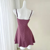 Stunning Mauve Textured Beige Mini Dress