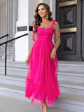 Pink Whimsy Spotted Tulle Evening Dress