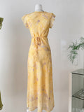 Sumemr V Neck Chiffon Maxi Dress