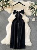 Black Midnight Glamour Satin Beading Dress
