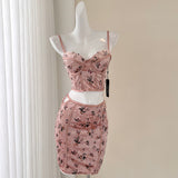 Lavender Two Piece Bodycon Floral Dress