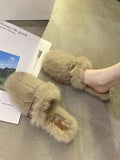 Flat Fur Slippers Women's Outerwear Mules Shoes
