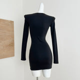 Sleek Black Long Sleeve Bodycon Mini Dress