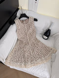 Fit & Flare Beige Floral Lace Dress