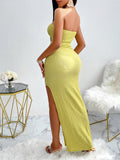 Bold Yellow Side-Slit Bodycon Dress