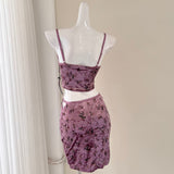 Lavender Two Piece Bodycon Floral Dress