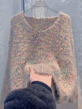 Relaxed Fit Speckled Knit Sweater