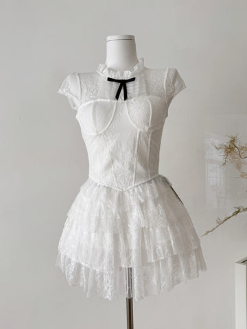 Elegant White Lace Corset Style Mini Dress