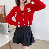 Black Festive Elegance Warm V Neck Sweater