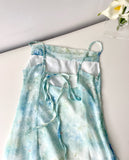 Watercolor-Inspired Green Chiffon Summer Dress