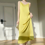 Elegant Ivory Satin Slip Sleek Dress