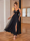 Midnight Shimmer High-Slit Dress