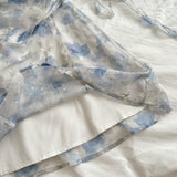 Elegant Blue Watercolor Print Summer Dress
