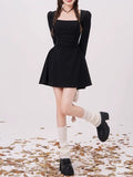 Black Long Sleeve Mini Causal Dress
