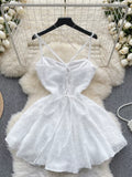 Dainty White Textured Skater Dress with Delicate Straps