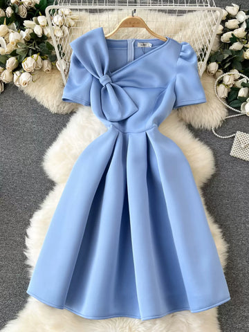 Charming Elegance Blue Satin Dress