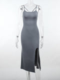 Gray Mermaid Hem Cami Slit Dress