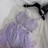 Asymmetric Ruffled Skirt Lilac Strappy Dress