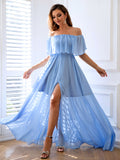 Pastel Elegance Off-Shoulder Prom Dress