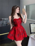 French tube top dress temperament fried street fluffy skirt