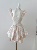 Lolita Bow Style Pink & White Floral Dress Set