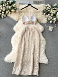 Coastal Breeze Bohemian Crochet Maxi Dress