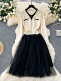 Flowing Tulle Buttoned Cardigan Skirt Dress