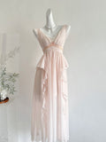 Ruffled Lace Pink Maxi Dress