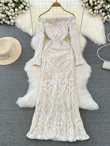 Flourishing Elegance Ivory Lace Gala Gown