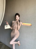 Pure desire spice girl lace stitching gauze slim dress