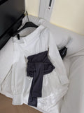 White One Shoulder Top  Black Wrap Belt