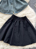 Effortless Style Denim Top Black Skirt Set