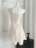 White Lace Strapless Summer Mini Dress