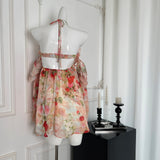 Beautiful Flower Pattern Elegant Off-Shoulder Dress