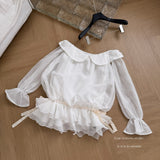 Ruffled Hem Fairycore White Off  Shoulder Organza Dress