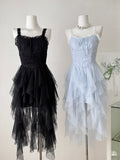 Lace  Light Blue Tiered Tulle Maxi Dress