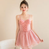 Pink Sexy Sling Push-Up Swimsuit Dress