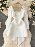 Long Sleeve Stylish White Dress