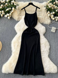 Chic Floral Embellished Black Formal Dress