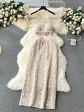 Coastal Breeze Bohemian Crochet Maxi Dress