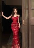 Sexy gauze sequined tassel slim dress skirt