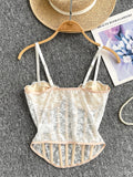Delicate Ribbon Straps  Lace Corset Top