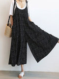 Slant Pockets Tie Shoulder Polka Dot Jumpsuit
