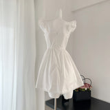 Cute Herringbone Lace Tutu White Dress