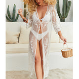 Ivory Enchantress Lace Maxi Kimono Gown