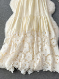 Ivory Lace Floral Halter Summer Dress