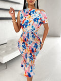 Vibrant Watercolor Print Bodycon Dress