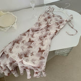 Summer Swing Irregular Butterfly Print Holiday Fishtail Skirt