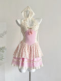 Tiered Ruffles Pink Short Mini Summer Dress