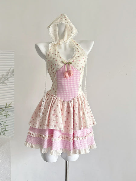 Tiered Ruffles Pink Short Mini Summer Dress